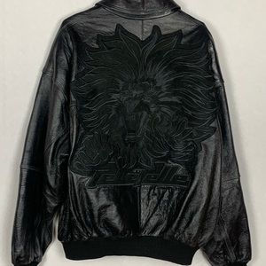 Pelle Pelle Marc Buchanan Black Leather Jacket Lion Size 3X-Large